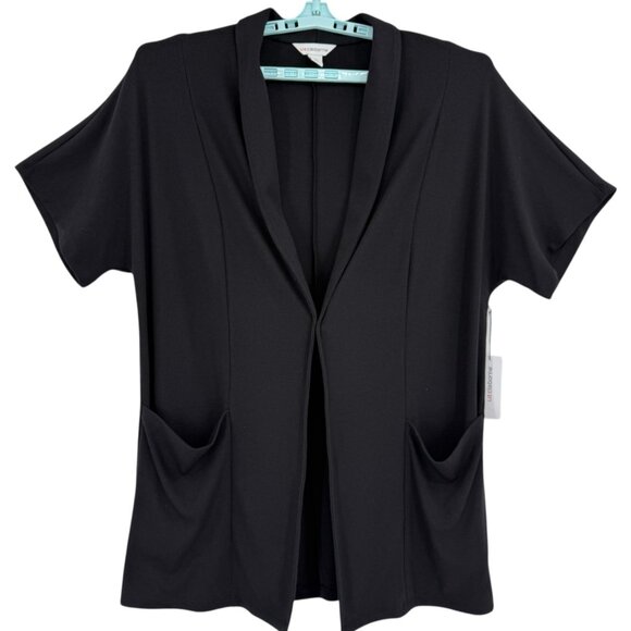 NWT Liz Claiborne Women's Open Front Short Sleeve Black Cardigan Sweater Sz XXL - Picture 2 of 11